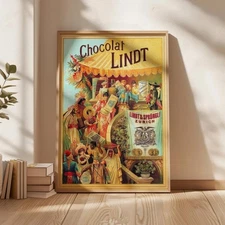 Vintage Lindt Chocolate World Poster Retro Advertisement Print No Frame