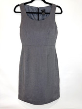 Ann Taylor Women Size 0 Gray Sheath Dress Sleeveless Career Work Office Classic