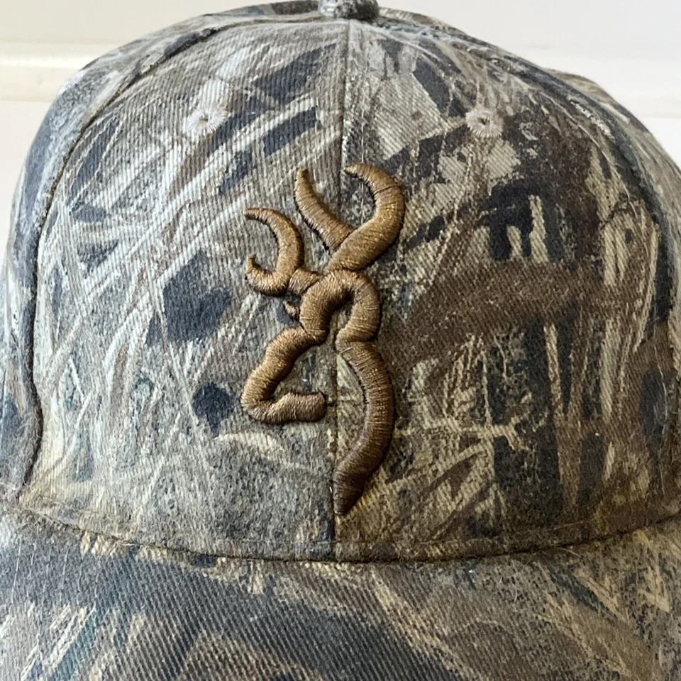 Browning Logo Mossy Oak Duck Blind Camouflage Adjustable Baseball Hat "Dirty" - Image 4 of 4