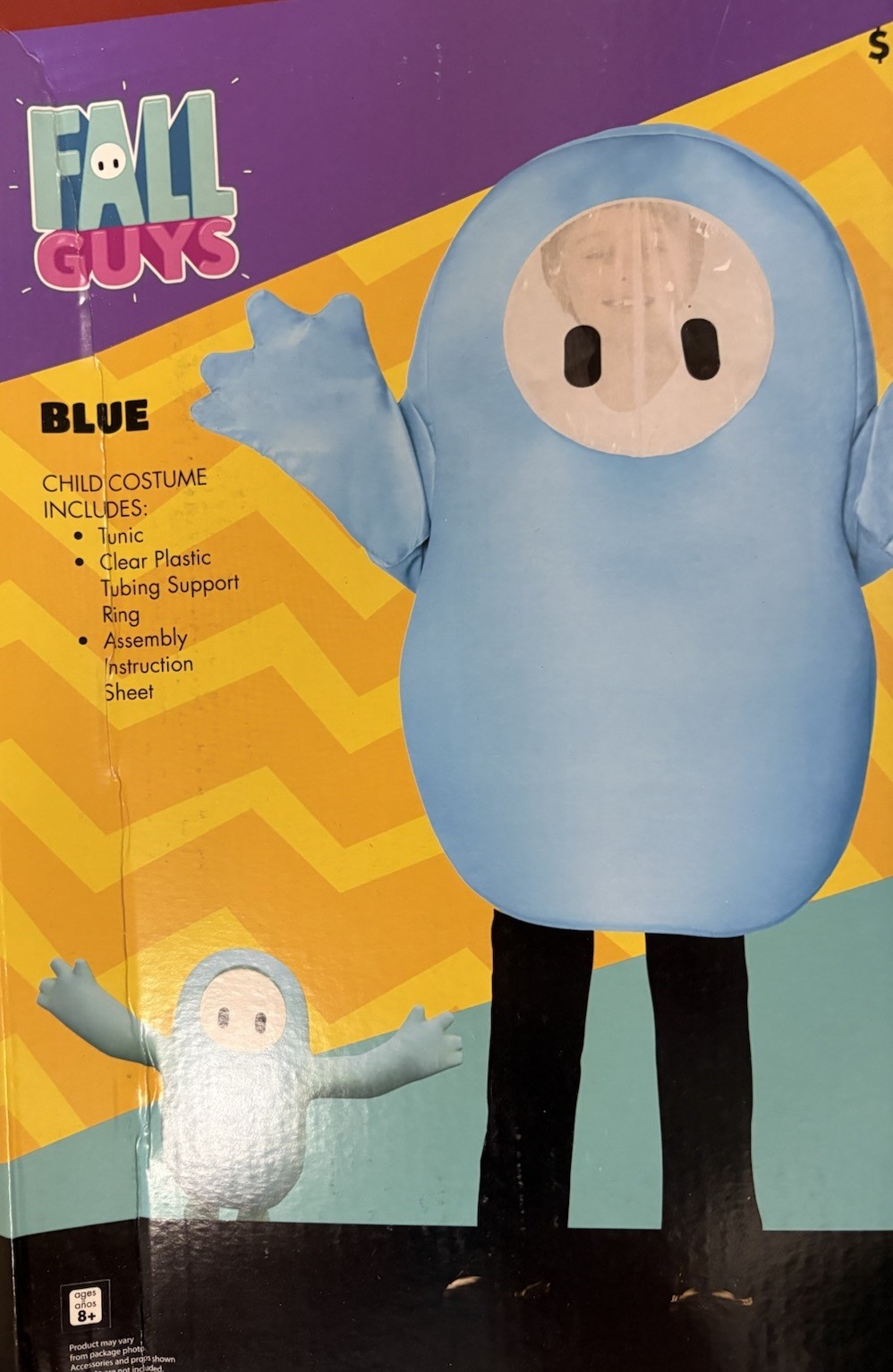 Fall Guys Blue Inflatable Child Costume Size Large 10-12 Halloween Inspirit