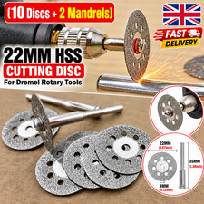 12pc 22mm Diamond Cutting Grinding Disc/Wheel Bit Set For Dremel Rotary Tool