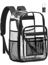 Extra Large Clear Backpack TSA Lock Heavy Duty Transparent See Through Bookbag