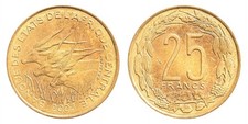 Central African States 25 Francs, 1975-2003, KM #10, XF-Extremely Fine