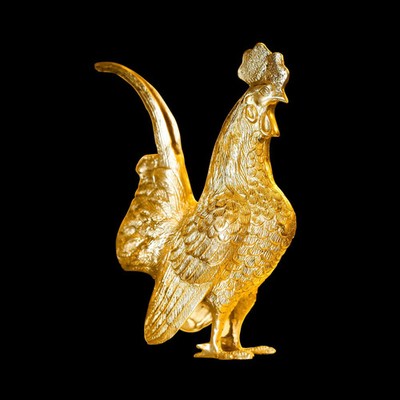 Handcrafted Italian Solid Brass Majestic Rooster Sculpture