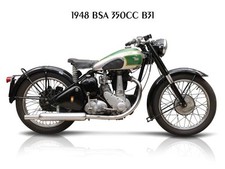 1948 BSA 350cc B31 Motorcycle New Metal Sign: 9x12" Ships Free