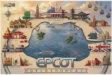 Epcot World Showcase Lagoon Country Map POSTER 11x17 GLOSSY Italy France Norway