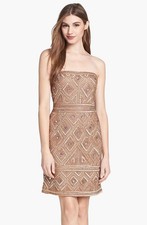 Adrianna Papell Beaded Mesh Dress Sz 4 Cooper