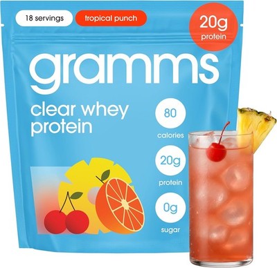 GRAMMS Clear Protein Powder, Tropical Punch | 20g Protein Grass-Fed Whey Isola