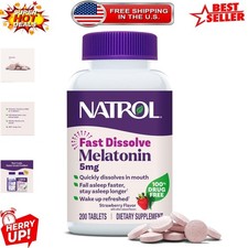 Fast Acting Melatonin 5mg Strawberry Tablets - 200 Tablets for Better Sleep