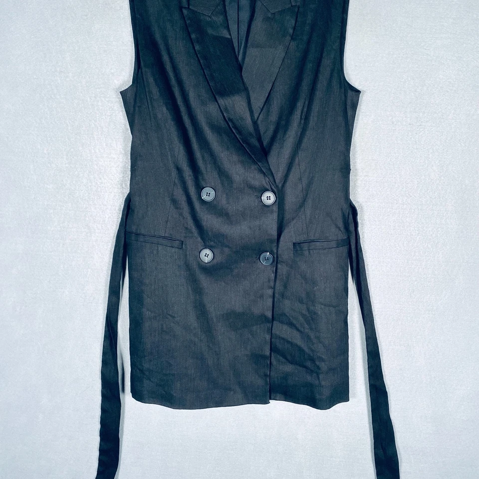 Vestido Jason Wu Mujer M Negro Mezcla de Lino Doble Pecho Blazer Carrera Foto 3 de 4