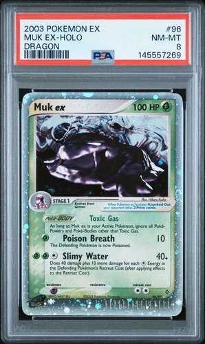 2003 POKEMON EX DRAGON #96 MUK EX-HOLO PSA 8