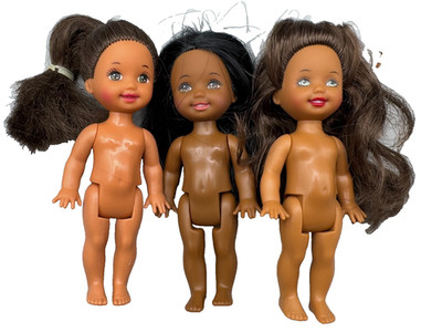 ~DS LOT B38 OF 3 UNDRESSED BARBIE DOLL KELLY GOOD FOR CUSTOM BRUNETTE BLACK AA