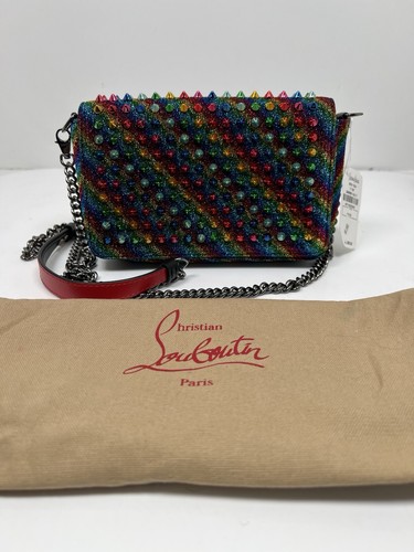 Christian Louboutin Rainbow Loubi54 Studded Crossbody Chain Bag Multicolor
