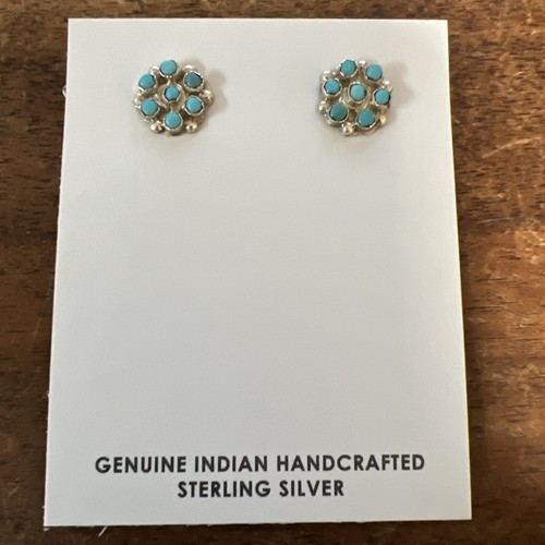 Zuni Earrings Delores Peina Native American Post Turquoise Cluster Wow Navajo #D