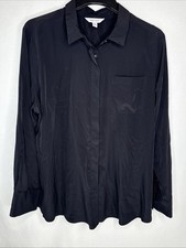 Women’s XXL Nine West Black Silky Dress Button Up Blouse