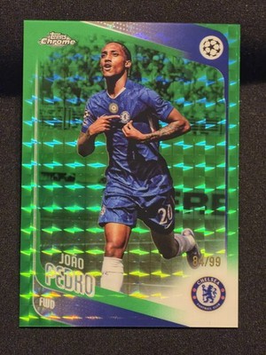 João Pedro /99 Green Geometric Refractor 2025-26 Topps Chrome UCC #184 Chelsea