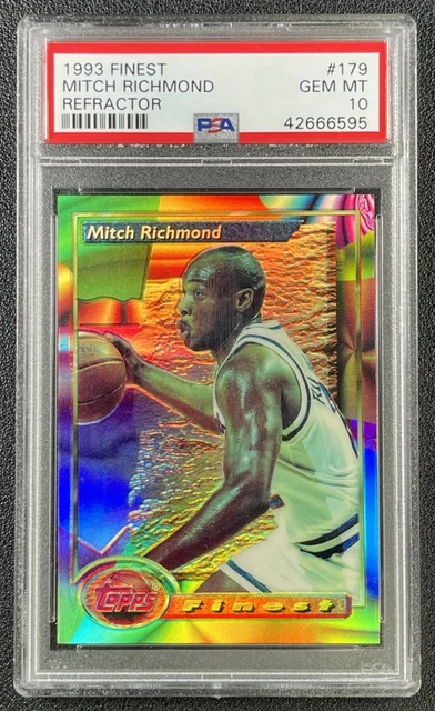 POP 3! MITCH RICHMOND PSA 10 1993-94 TOPPS FINEST #179 REFRACTOR KINGS 6595