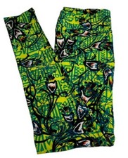 LuLaRoe Leggings TC Tall Curvy FLORAL NEON YELLOW Colorful Fun Geometric Casual
