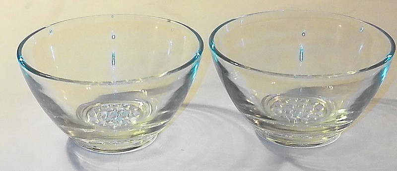 Vintage MCM Set (2) Hazel Atlas Capri Glass Hobnail Bowls Clear Glass Nut candy