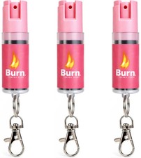 BURN 3 Pack Pepper Spray 0.5oz Self Defense Keychain Police Strength Pink