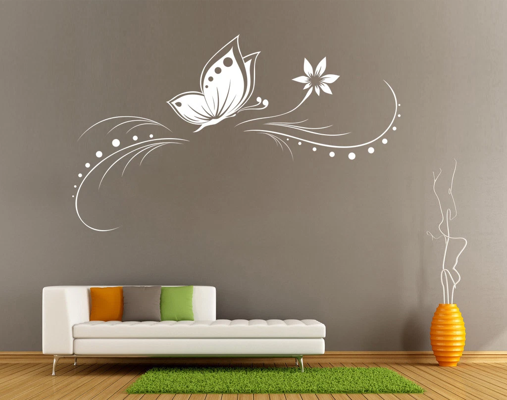 Erfly Flower Vine Wall Art Sticker