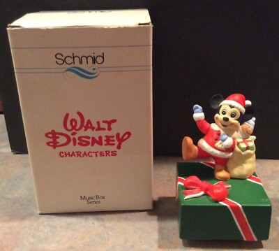 Walt Disney's Mickey Mouse Santa Schmid Music Box ''Here Comes Santa Claus'' MIB