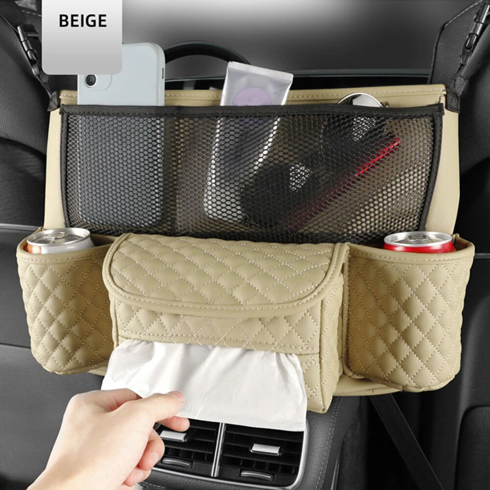 Auto Seat Middle Box Phone Tissue Drink Purse Holder Hanging Car