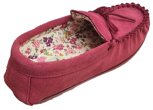 Ladies Mokkers Moccasin Slippers Lily Suede Comfy Floral Lined Indoor Shoe UK3-9 - Picture 3 of 49