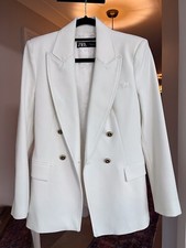 Zara Western Inspired Vintage White Blazer Jacket Size S Bnwot
