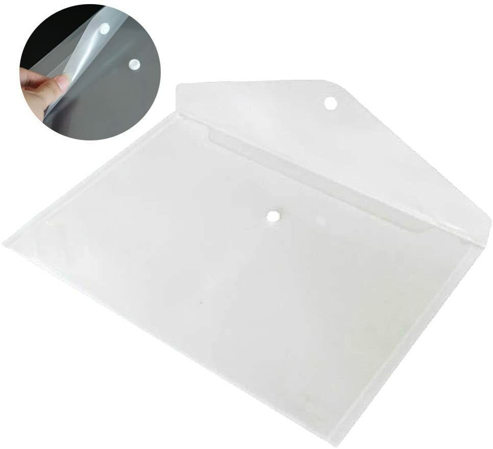 A4 Size Waterproof Document Folders Snap Closure 40-Pack Clear Plastic ...