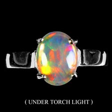 925 Sterling Silver Ring Oval Fire Opal 9x7mm Natural Gemstone Jewelry 6.5