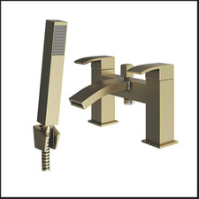 Brushed Brass Gold Basin Bath Filler Tap Waste Clicker Plug Solid Brass Premium