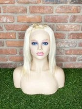 613 Blonde 4 by 4 10 Inch Brazilian Real Human Hair  Striaght Wig