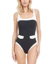  188 Gottex Black High Class Square Neck One Piece Swimsuit 12 yjn0524
