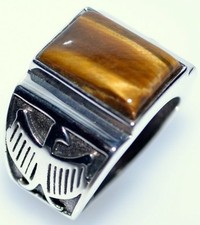 Tigers Eye Gem Sterling SILVER Mens Ring Gents 925 Rings All Sizes to Z+5 75 15