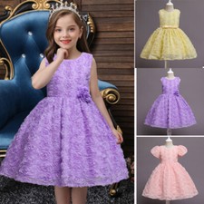 Christmas Wedding Party Tutu Dress Flower Kids Girls Pageant Princess Prom Gown