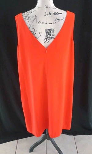 Vestido recto Lauren Ralph Lauren para mujer Viena naranja crepé sin mangas 20W - Imagen 10 de 14