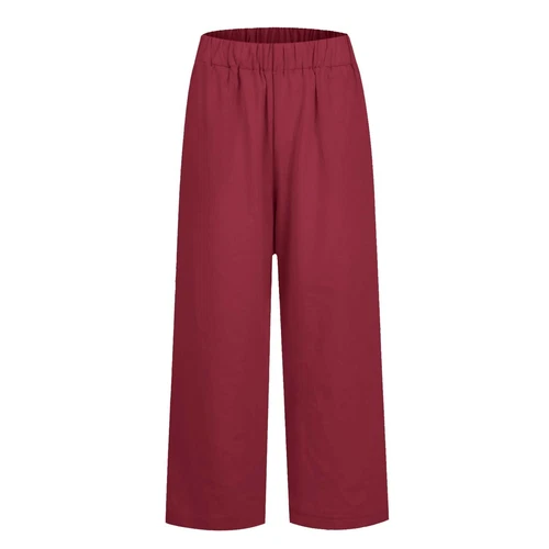 Damen Einfarbig Lockere Elastische Taille Gerade Tasche Freizeithose- - Bild 41 von 41