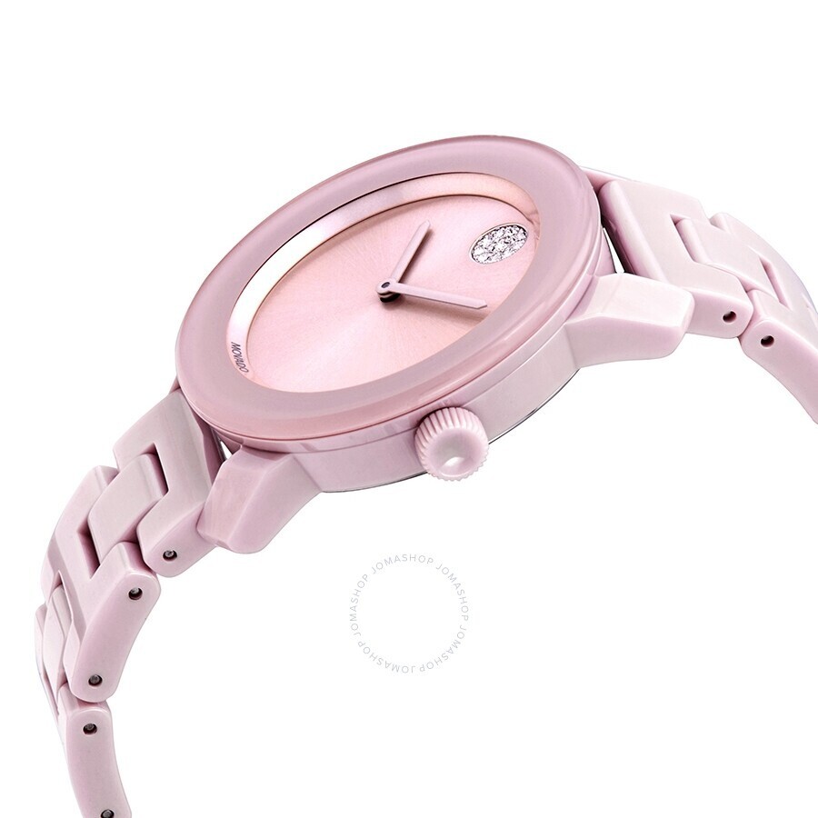 MOVADO BOLD 3600536 PINK CRYSTAL SUNBURST DIAL CERAMIC  display picture 2