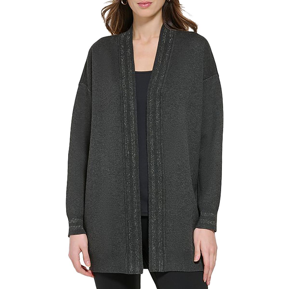Женский черный вязаный кардиган-свитер с металлическим узором DKNY, S BHFO 3299