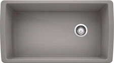 BLANCO ‎441770 Silgranit Diamond Single Bowl Undrmnt Sink Met Gray *SEE DETAILS*