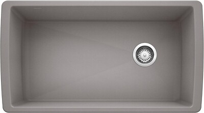 BLANCO  441770 Silgranit Diamond Single Bowl Undrmnt Sink Met Gray *SEE DETAILS*