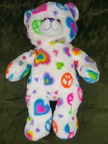 Build-a-Bear Peace Zeichen und Herzen Liebe weißer Teddybär Plüschtier Stofftier - Bild 2 von 3