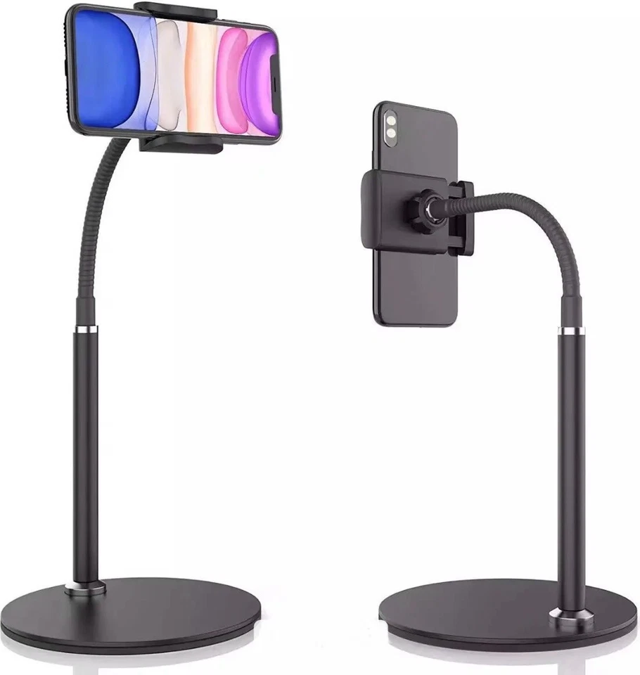 Flexibler Handy-Ständer mit Schwanenhals & Metallbasis, Tischhalter verstellbar
