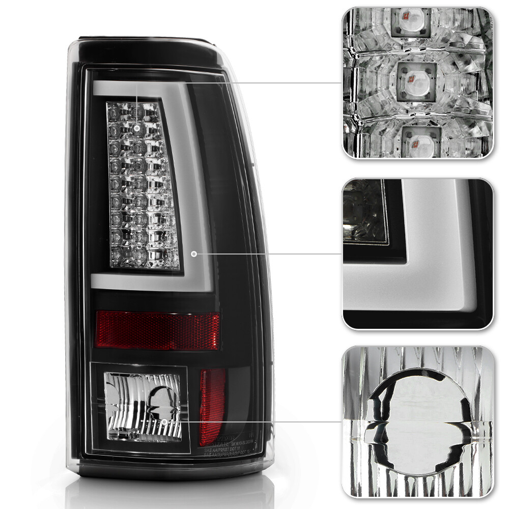 Fit For 99-02 Chevy Silverado 1500/99-06 GMC Sierra LED Tube Tail Lights Red