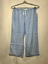 Women's Plus Size Striped Simply Cool Pajama Pants - Stars Above Blue 2X