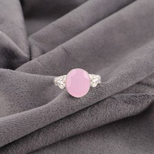 Rose Chalcedony Gemstone 925 Sterling Silver Jewelry Handmade Ring Wedding Gift