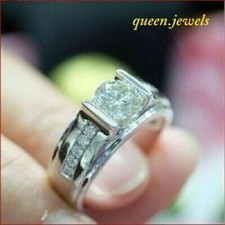 Men's Wedding Ring 2.81CT Round Cut Lab Created Diamond 14K White Gold Finish