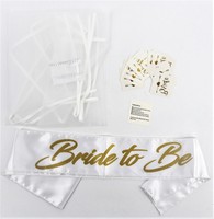 Bride To Be Sash White Double Layer Satin With Gold Lettering -bridal Wedding... on sale Bride To Be Sash White Double Layer Satin With Gold Lettering -bridal Wedding... on sale