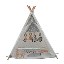 Wonder Wise Baby Kids Foldable Activity Teepee Play Tent with Safari Mat Used 